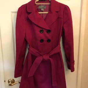 Ann Taylor Pink Trench Coat SIze Medium